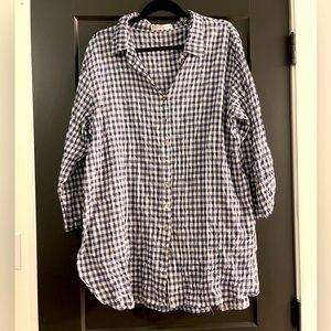 Cut Loose Navy and White Gingham Tunic Top